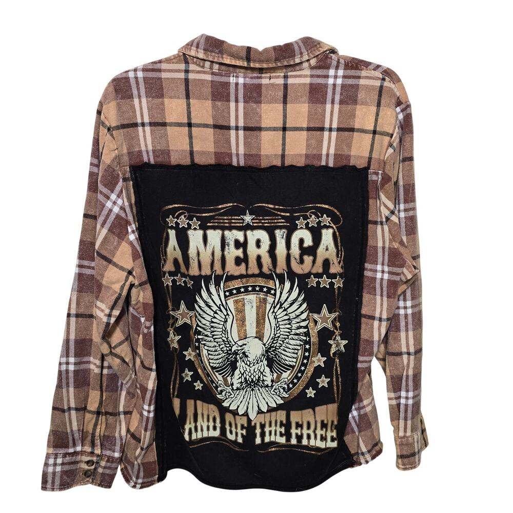 Buckle Womens La La Land Creative Co Grunge Flannel Shirt Land of the Free Med